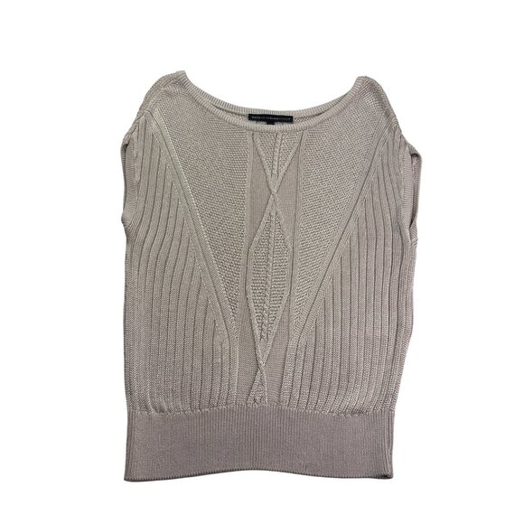 White House Black Market Knit Sweater Vest Top Beige Rayon Sleeveless Size XS - Picture 1 of 6